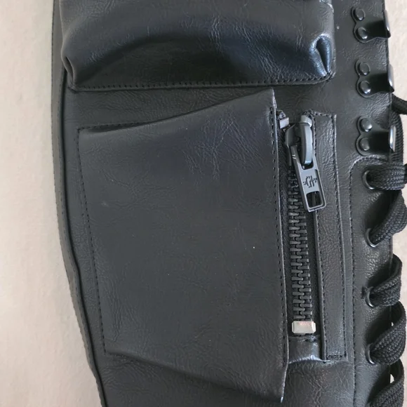 Dolls Kill Black Combat Boots with Pockets - Picture 3 of 12